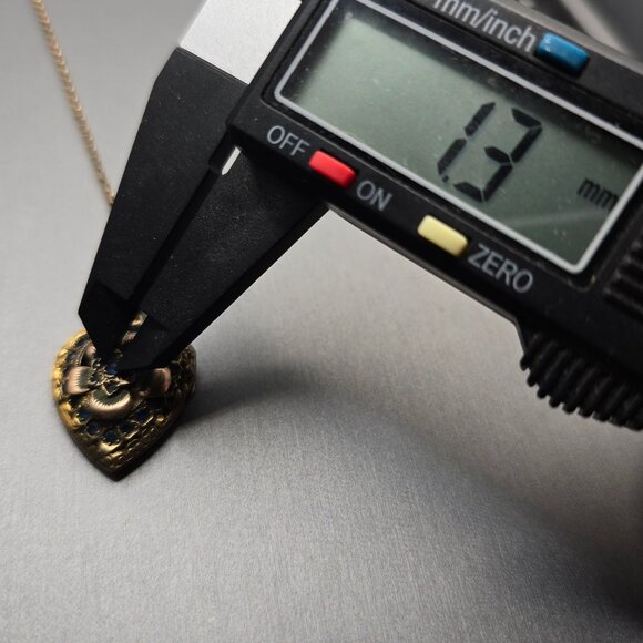 Victorian 12K Gold Filled Heart Locket Necklace Old Mine Cut Blue Paste Stones - Picture 16 of 16